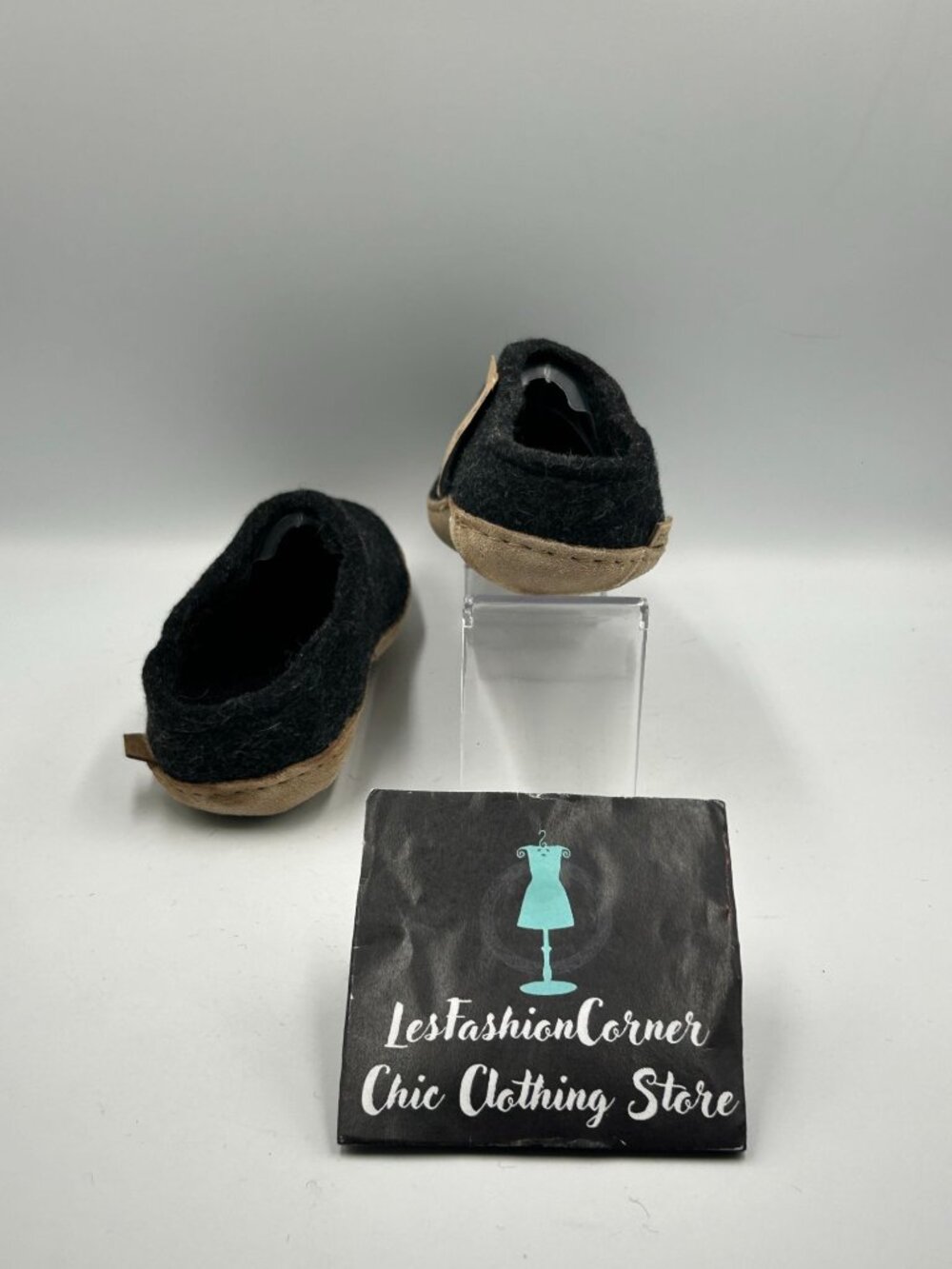 NWT Glerups Women's Black Charcoal Wool Leather Sole Slip-On Slipper Sz 5.5 3283 - Picture 4 of 16